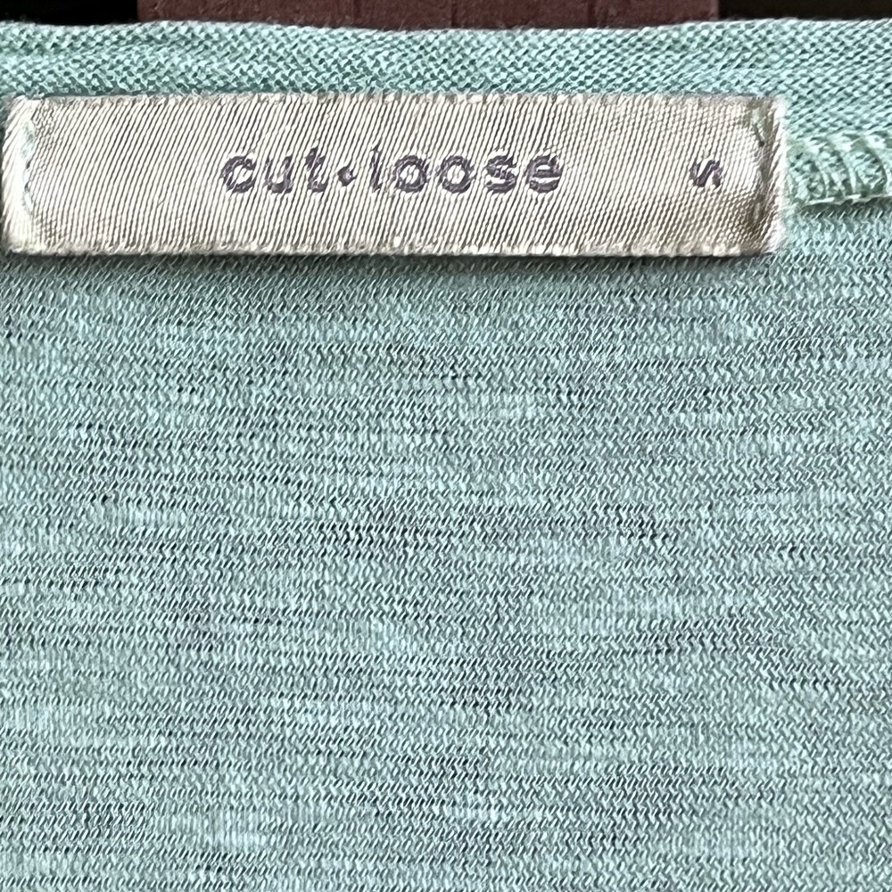 Cut Loose mint green flowy short sleeve blouse top linen cotton asymmetrical S - Picture 2 of 3